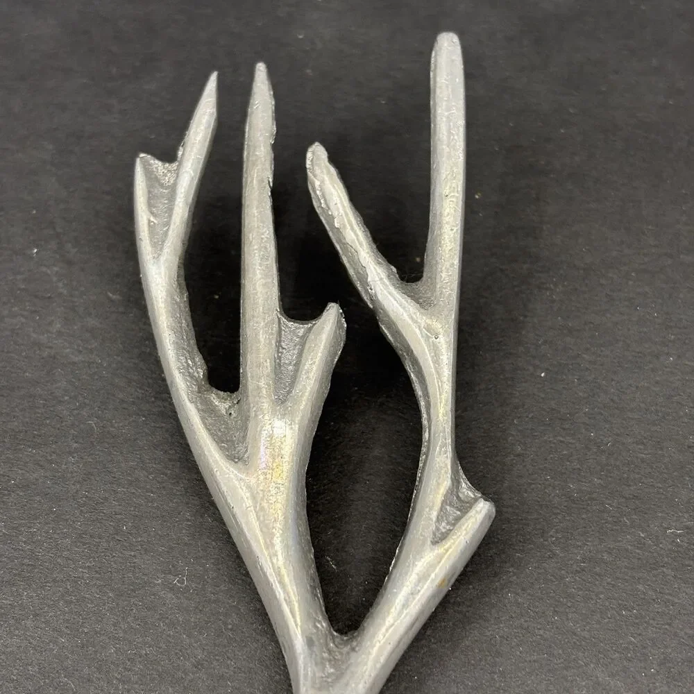 Vintage Aluminum Grey Tree Branch‎ Twigs Serving Set Salad Mixing Spoons